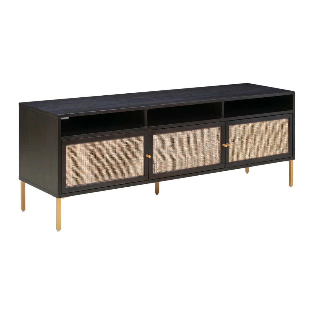Sierra 65" Cane Media Console for Natural Warm Interior Themes