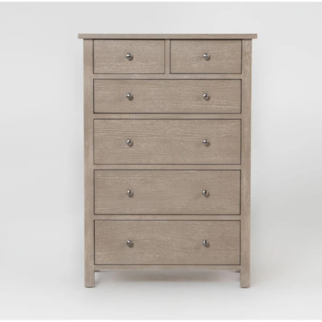 Felipe Driftwood Grey 6-Drawer Chest for Rustic Bedroom Style