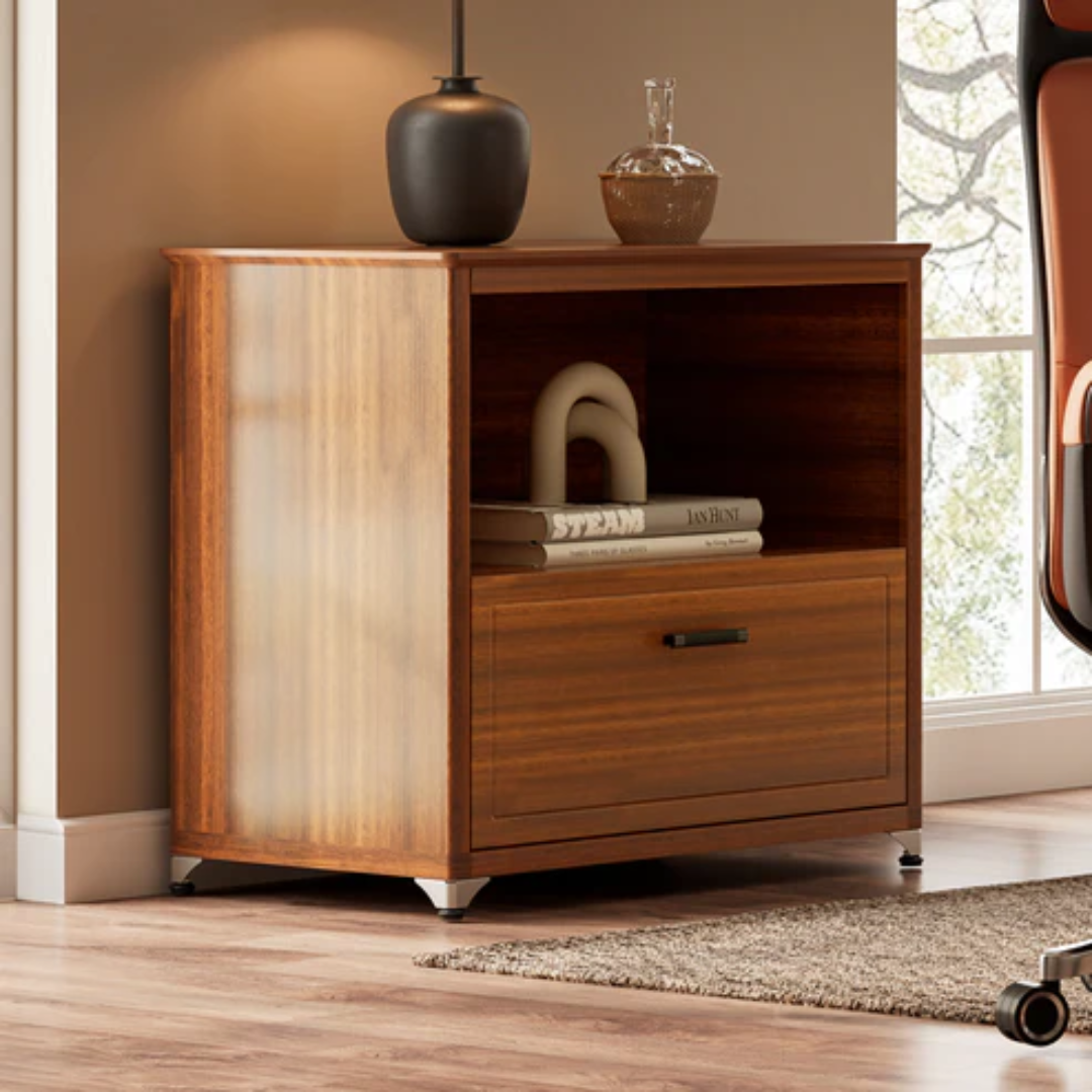 29" Dark Walnut File Cabinet for Sleek Office Storage