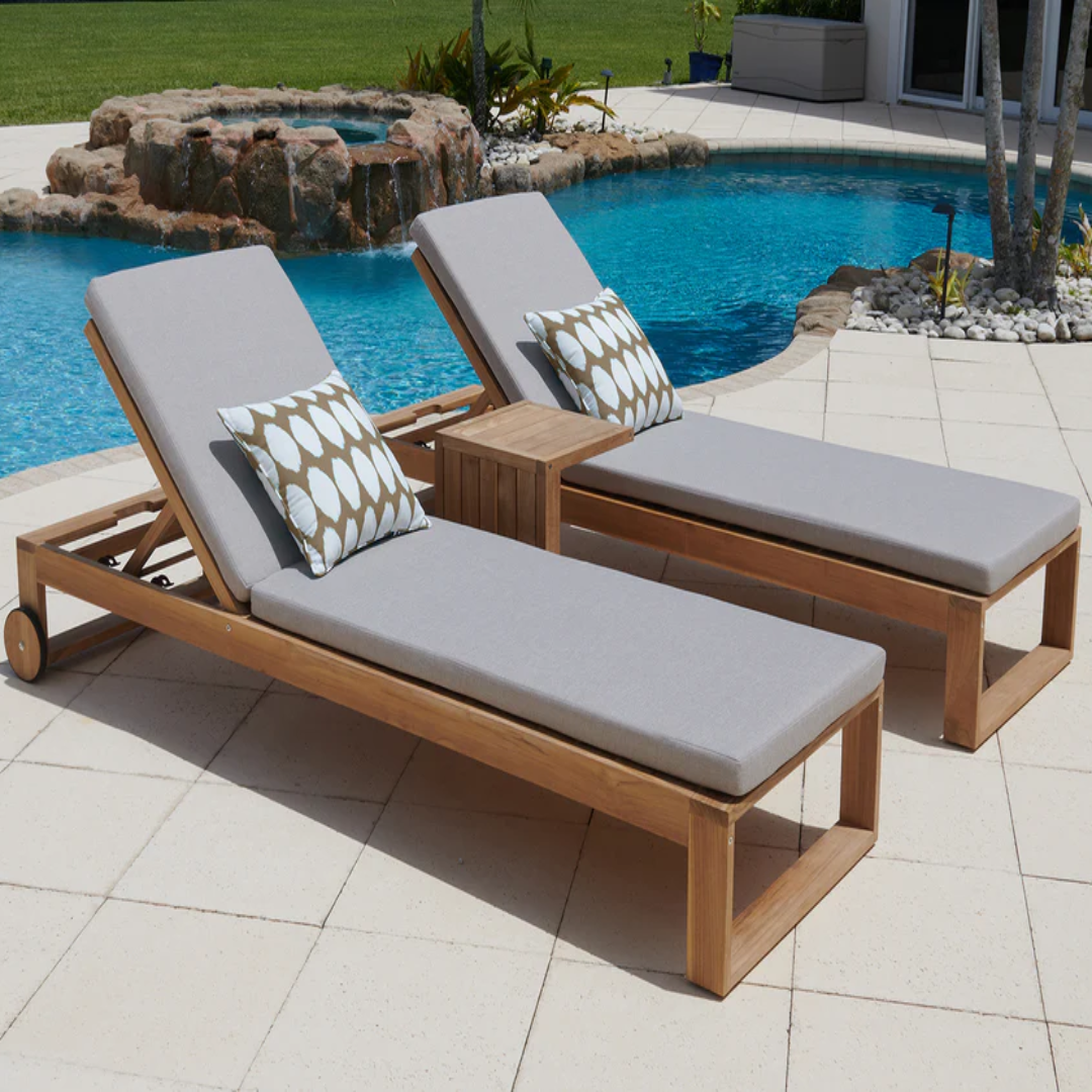 Laguna 3-Piece Teak Chaise Lounge Set for Resort-Style Relaxing
