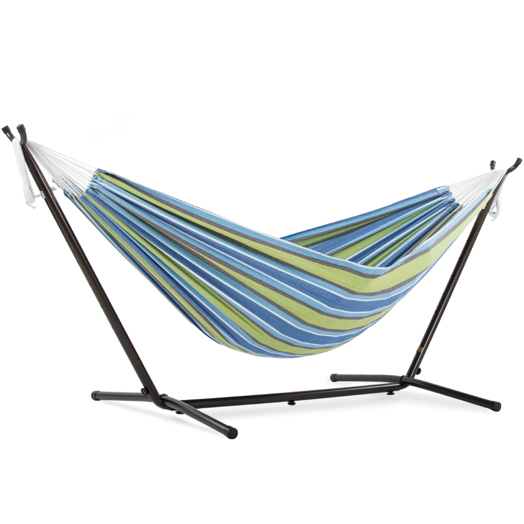 Oasis Double Cotton Hammock With Stand for Outdoor Comfort