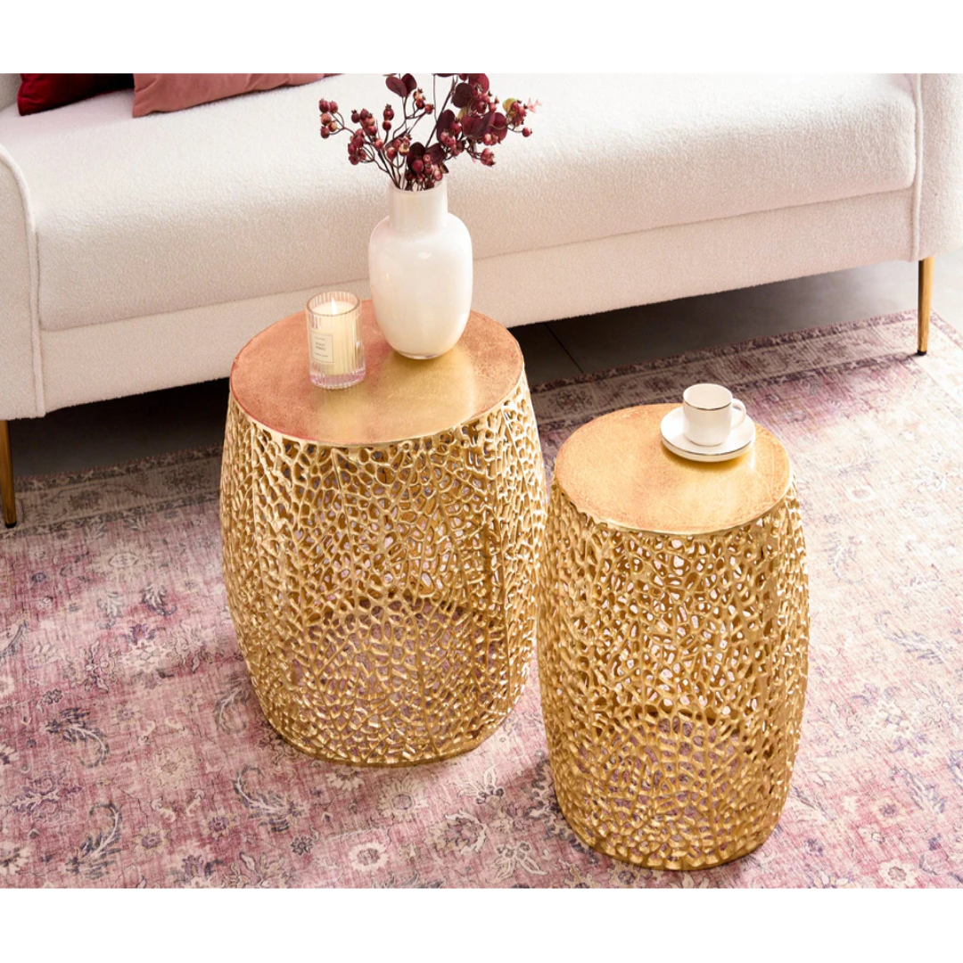 Ambrosia Gold Nesting Coffee Tables Set for Stylish Interiors
