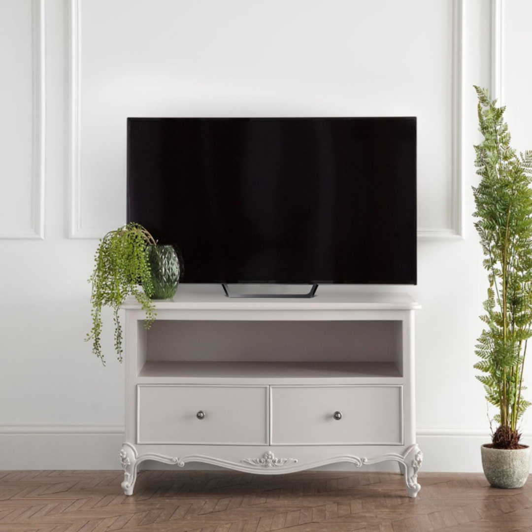Parisian Grey French TV Cabinet for Classic Living Room Elegance