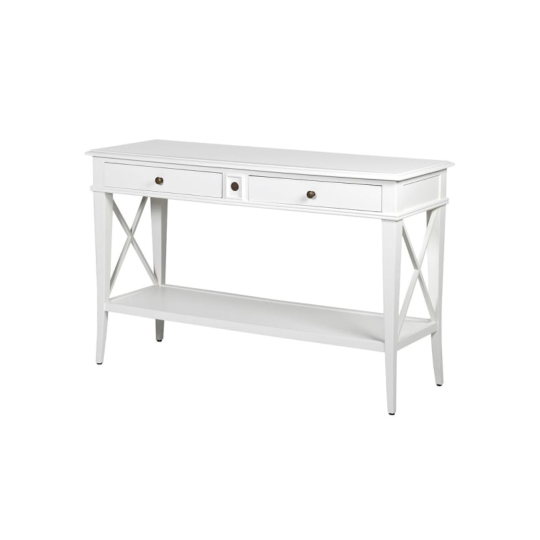 White French Cross Media Console Table for Chic Interior Decor
