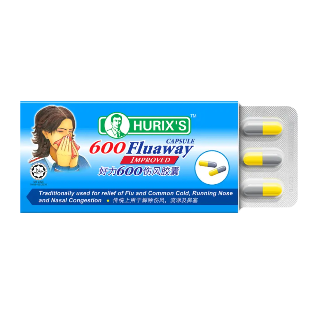 Hurix's 600 Fluaway Fast Flu Relief Capsules Malaysia