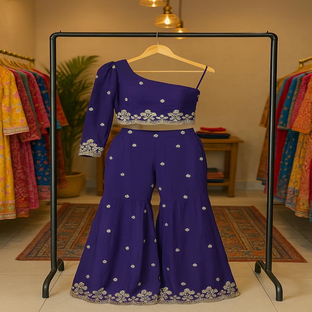 Purple Grace Embroidered Co-Ord Set For Women
