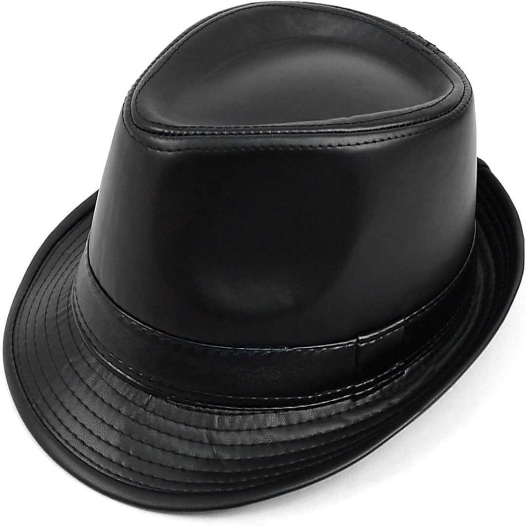 Classic Leather Fedora Hat For Men
