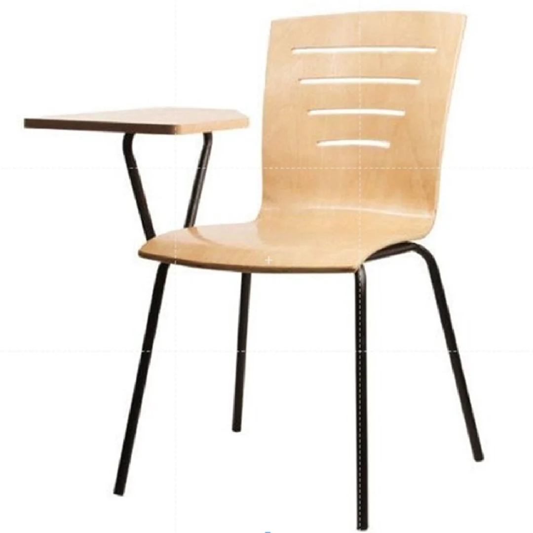 Natural Wooden Writing Arm Chair
