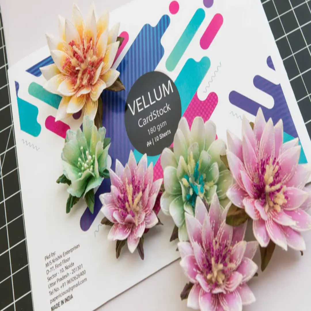 PAPERICIOUS Vellum Flowerite 180GSM Colored Cardstock Sheets USA