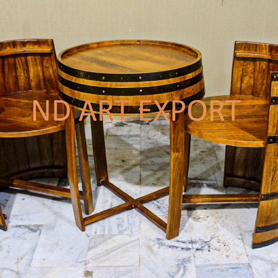 Wooden Drum Style Upcycled Balcony Seating Set
