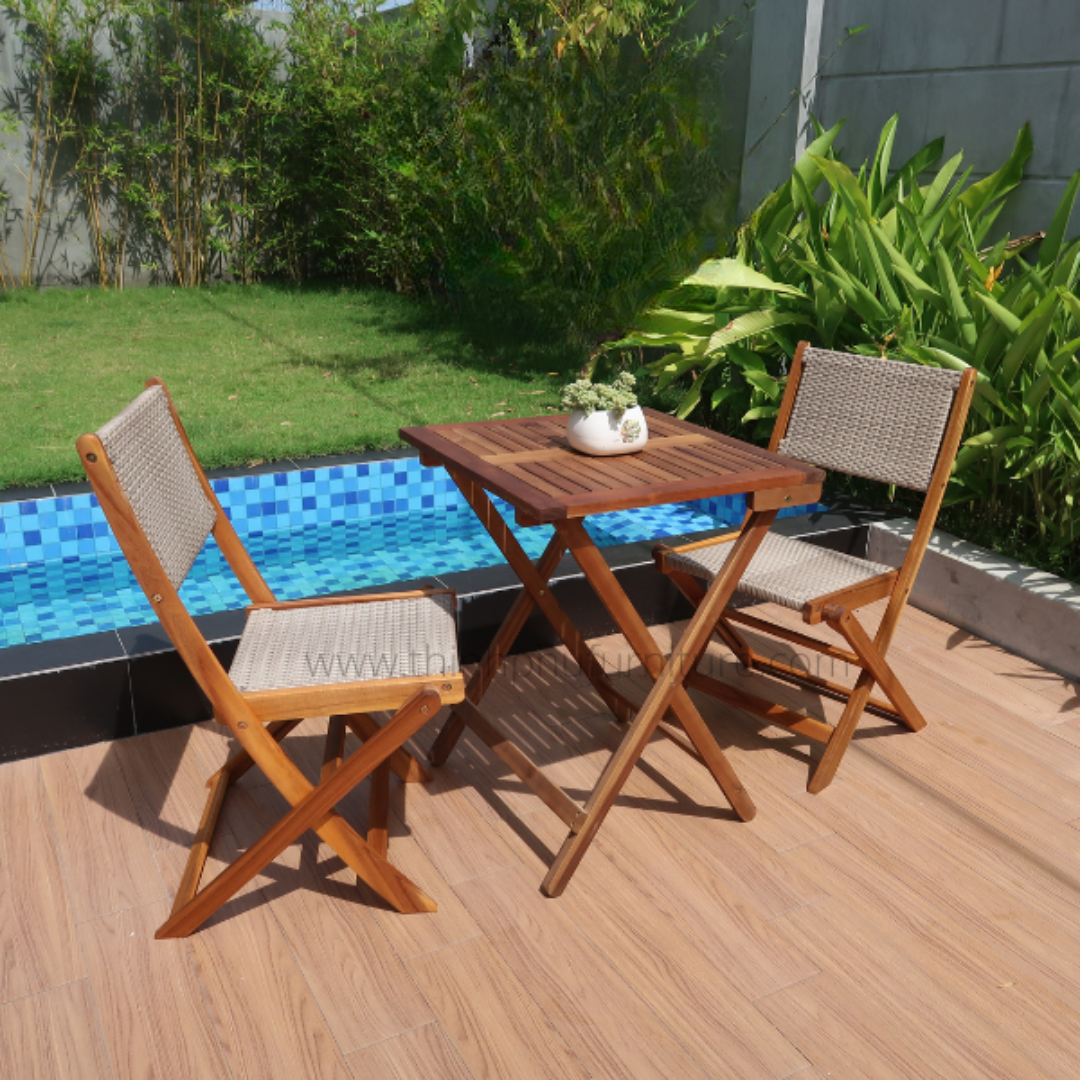 Square Rattan Bistro Set For Outdoor Dining