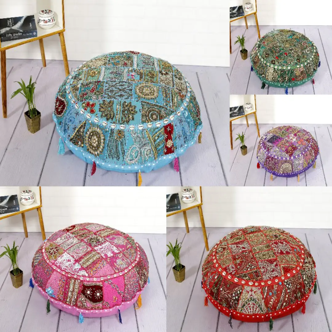 Wholesale Supplier of Printed Handmade Cotton Floor Round Cushion Covers, For Hotel