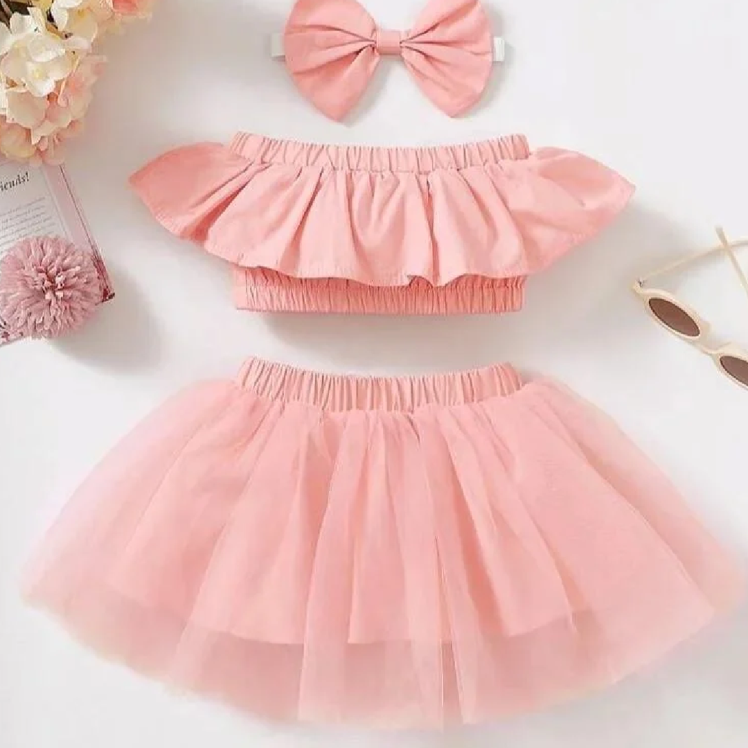 Kids Red Cotton Skirt Top