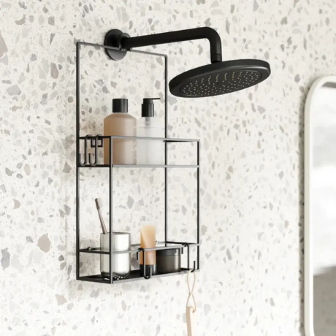 Cubiko Modern Wall-Mounted Stainless Steel Shower Caddy – Bathroom Storage | USA