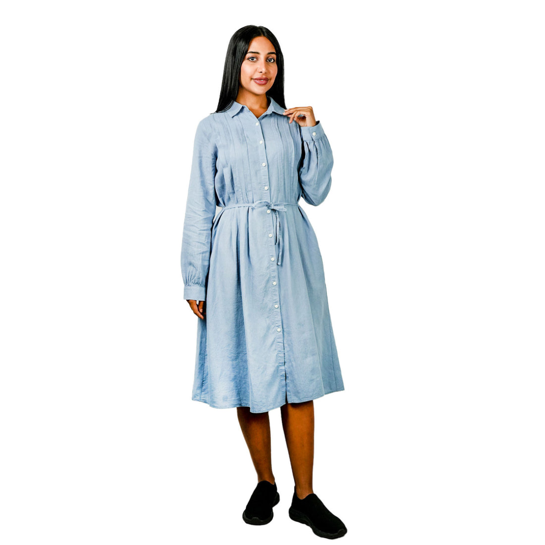 Women’s Belted Linen-Cotton Shirt Dress – Comfort Fit, Supplier | Wholesale from UAE