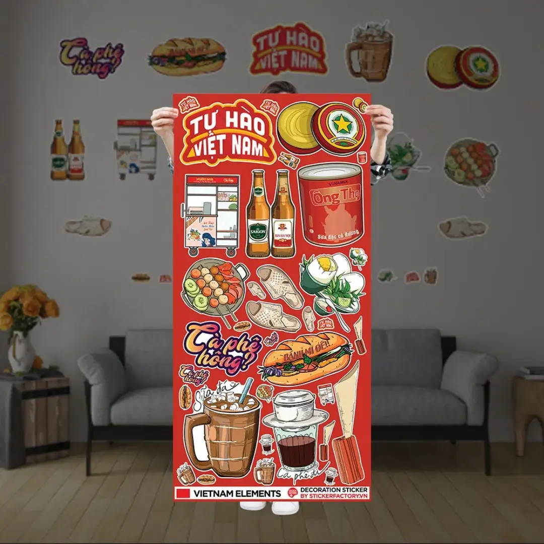 Vietnam Elements Stickers Decorative Art for Any Space