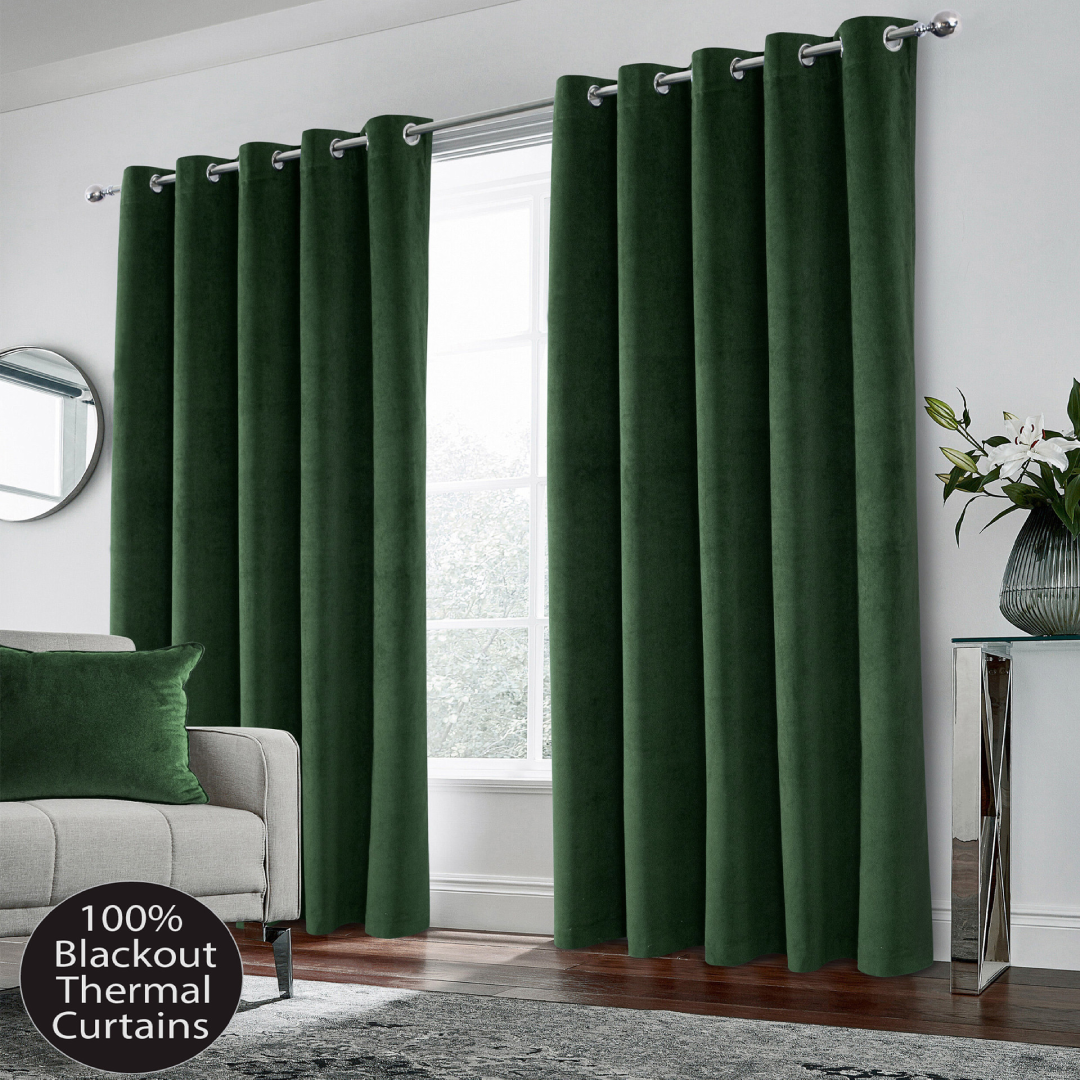 Hampton Thermal Velvet Eyelet Curtains – Insulated Style | UK Supplier