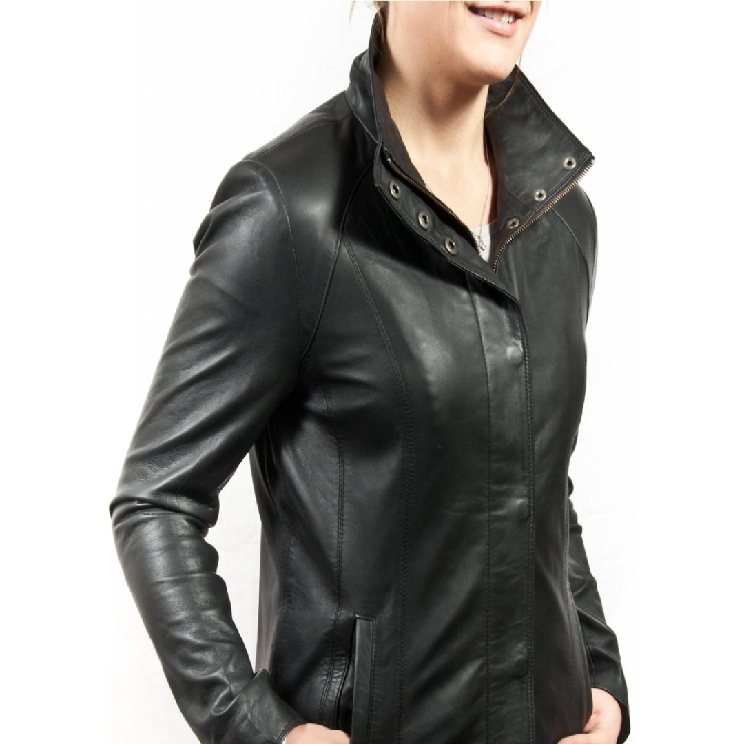 Sapphire Women’s Black Leather Jacket – Stylish Outerwear | UK Wholesale Supplier