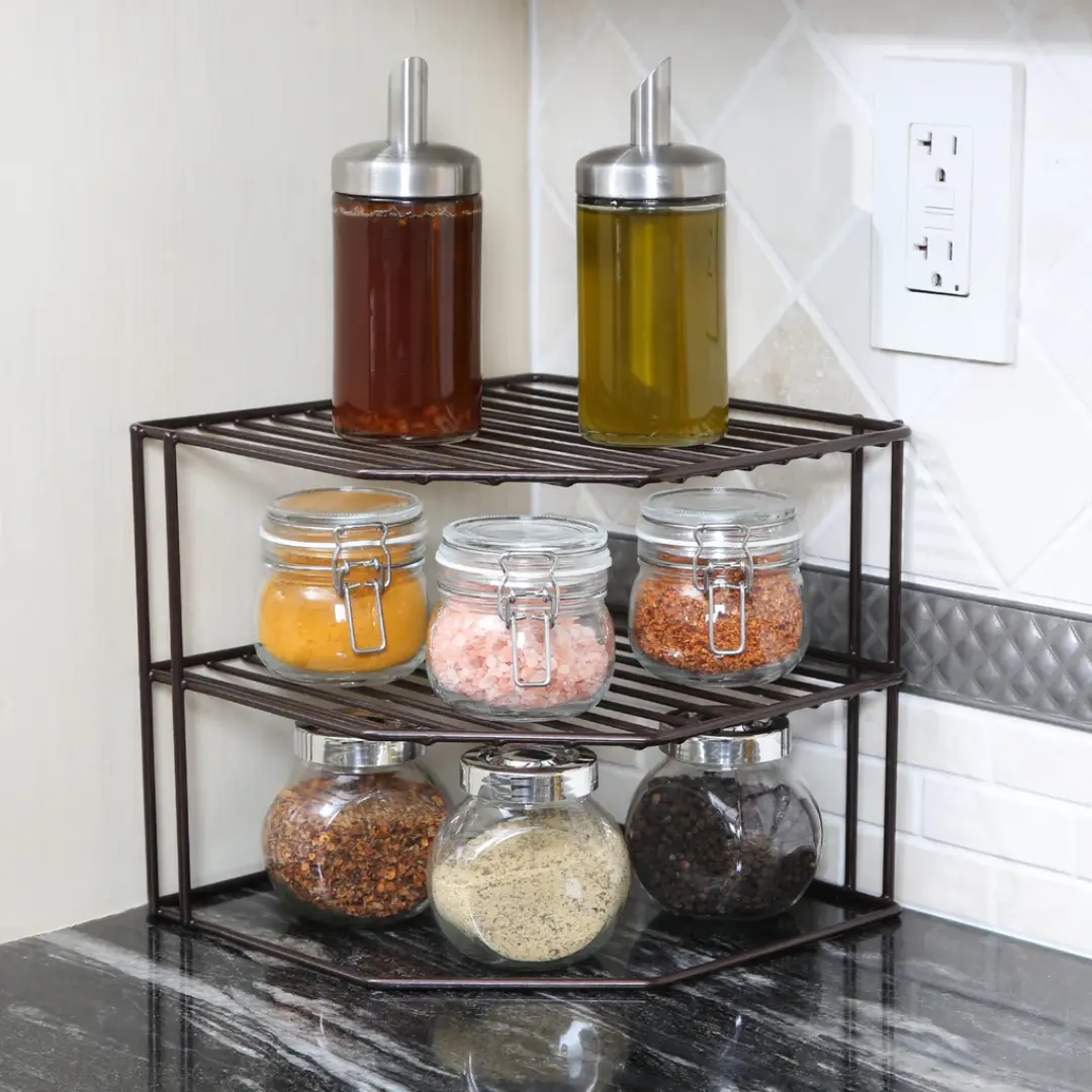 3-Tier Kitchen Corner Shelf Rack – Space-Saving Organizer | USA Supplier