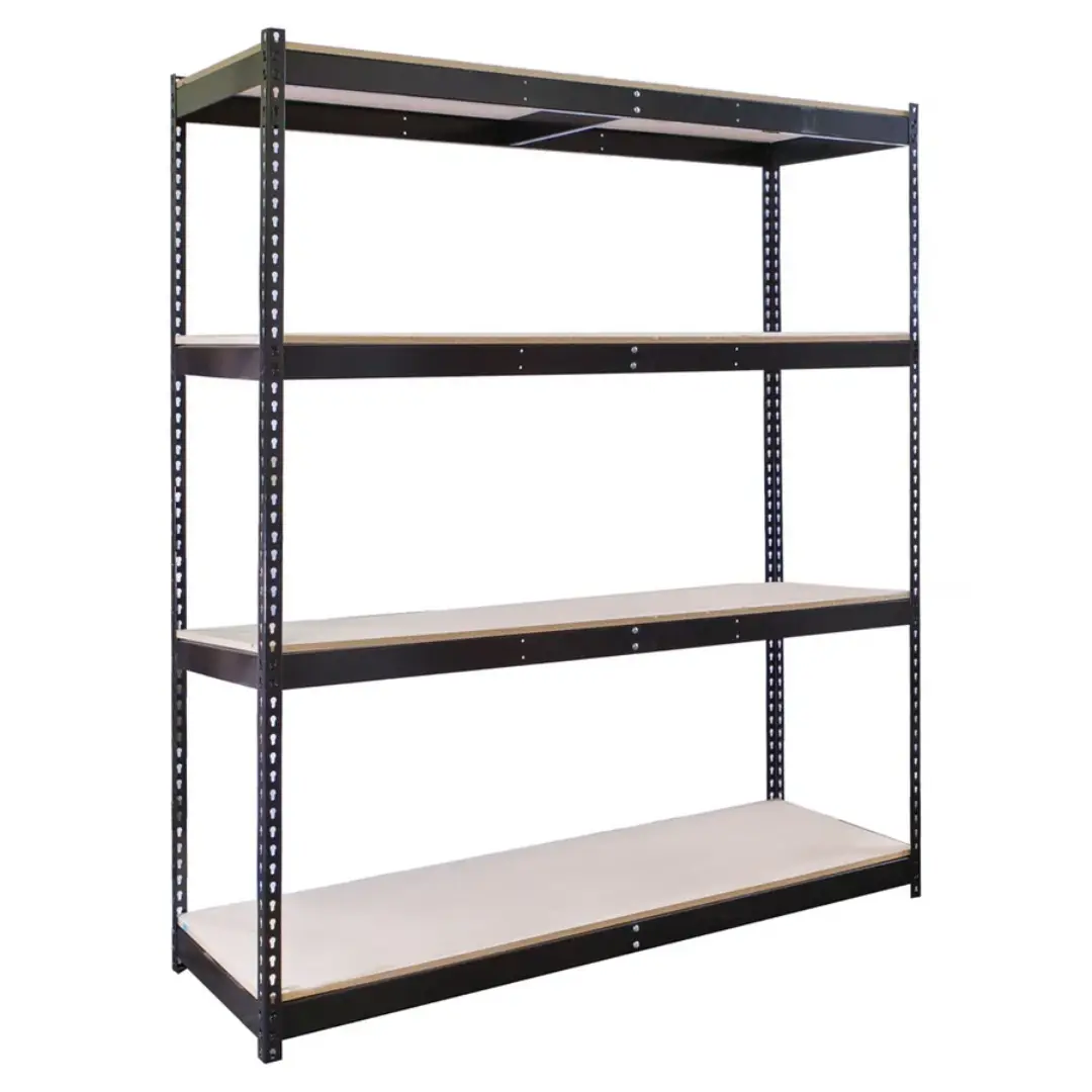 24"d 4-Shelf Boltless Heavy-Duty Shelving Starter Unit – Black | USA Supplier