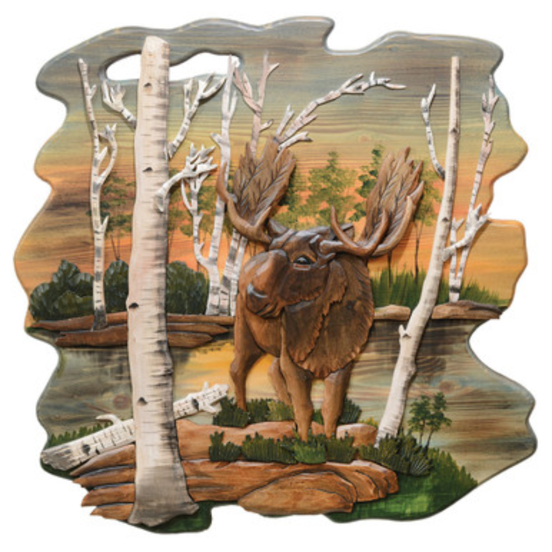 Moose Wall Carving Supplier – Birch Wood Decorative Art | USA