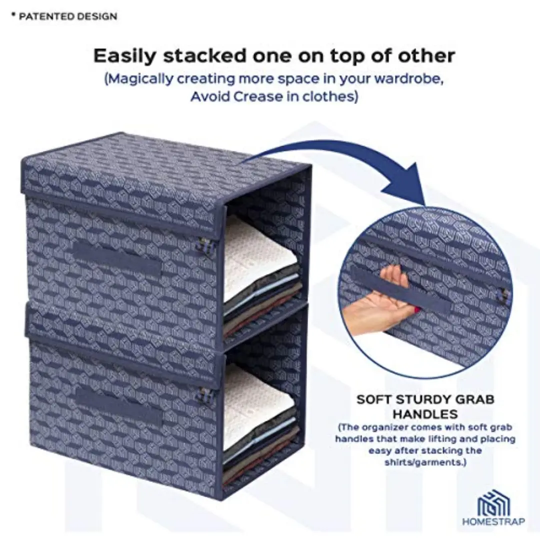 Stackable Clothes Organizer with Lid – Closet Storage Box | USA Supplier