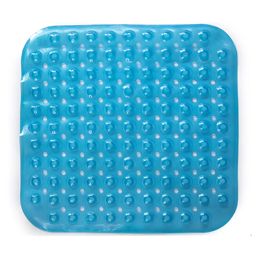 H+S 18x18 Antimicrobial Plastic Bath Mat – Blue & White | USA Supplier