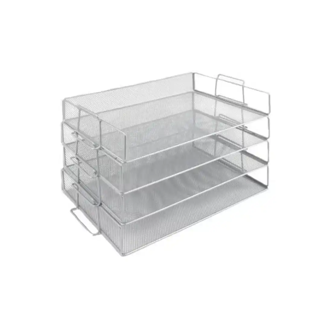 Spirits Silver Mesh Letter Trays 4 Pack Desk Organiser UK
