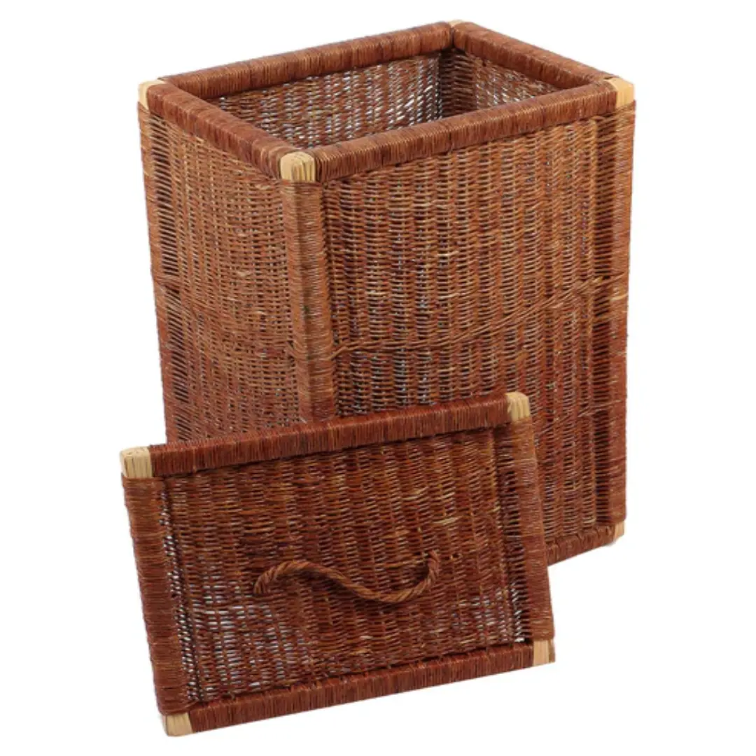 Wicker Laundry Storage Basket with Lid – 24" Tall, Ideal for Bathrooms | Wholesale Supplier from US